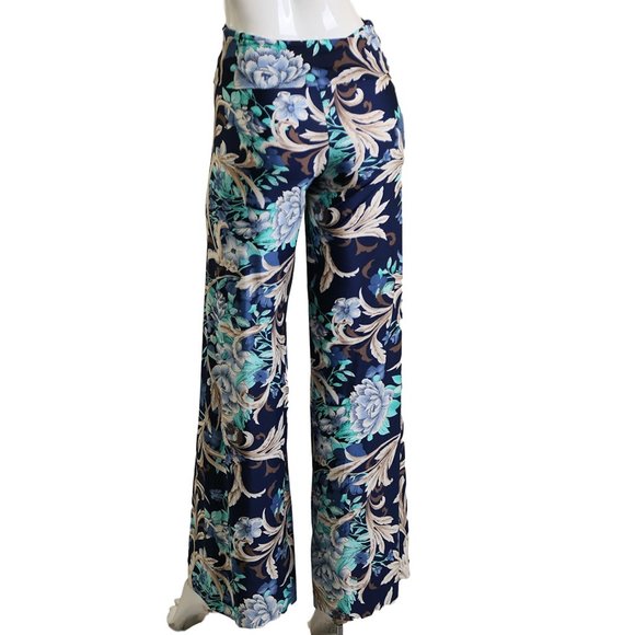 Fold Over Waist Wide Leg Bohemian Palazzo Pants - Picture 3 of 4